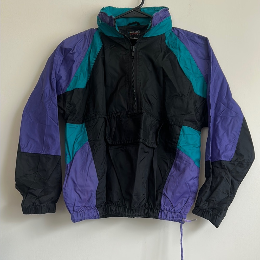EXCHANGE Black and Purple Windbreaker for All-Weather Protection